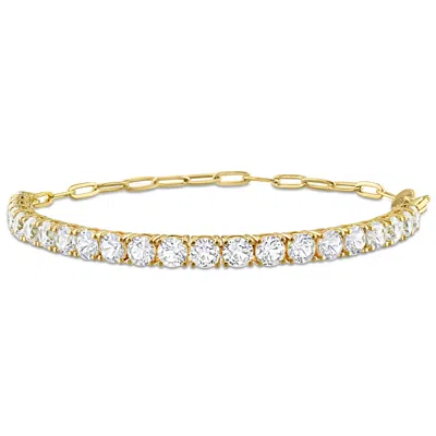 Mimi & Max 6ct Tgw Created White Sapphire Semi Tennis Bracelet With Chain In Yellow Silver