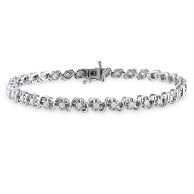 Mimi & Max 1ct Tw Diamond S-shape Bracelet In Sterling Silver In White