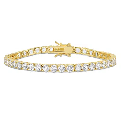 Mimi & Max 14 1/4ct Tgw Created White Sapphire Tennis Bracelet In Yellow Silver