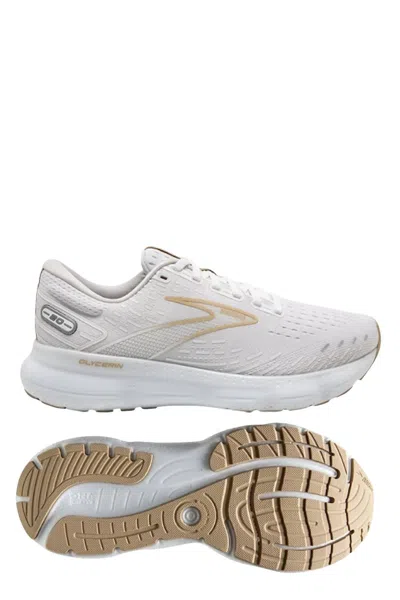 Brooks Men's Glycerin 20 Running Shoes - D/medium Width In White/khoki In Multi