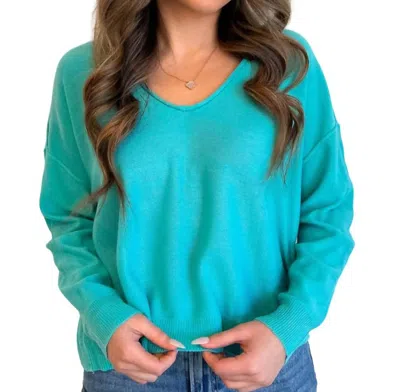 Day + Moon Crisp Morning Sweater In Teal In Blue