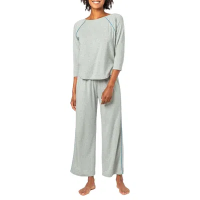 Lilla P 3/4 Sleeve Sleepwear Set In Heather Grey