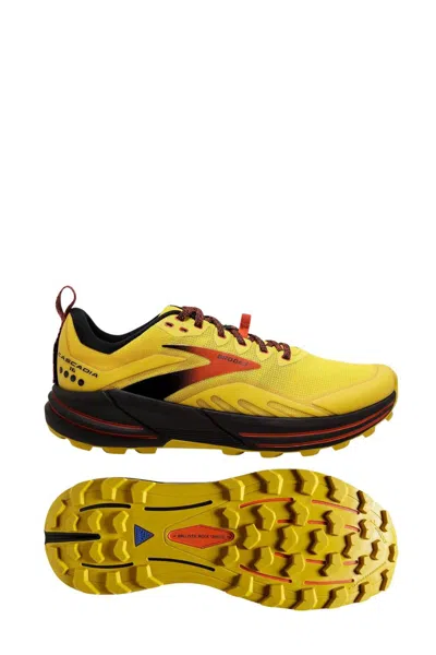 Brooks Men's Cascadia 16 Running Shoes - D/medium Shoes In Yellow/ Black/grenadine In Multi