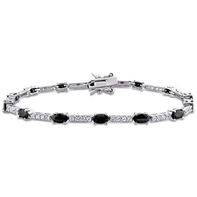 Mimi & Max 8ct Tgw Black And White Cubic Zirconia Station Bracelet In Sterling Silver In Multi