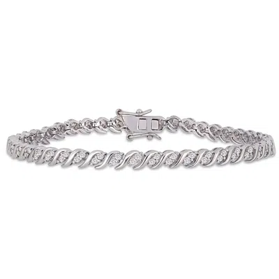 Mimi & Max 1ct Tw Diamond S-shape Tennis Bracelet In Sterling Silver In White