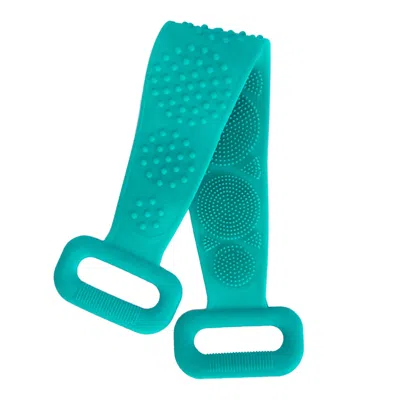 Fresh Fab Finds Exfoliating Silicone Body Scrubber Belt With Massage Dots - Shower Strap Brush With Adhesive Hook In Green