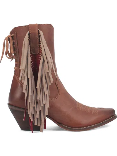 Dingo Fringe Benefits Womens Leather Zipper Cowboy, Western Boots In Brown