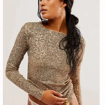 Free People Gold Rush Long Sleeves Top In Gold Combo In Multi