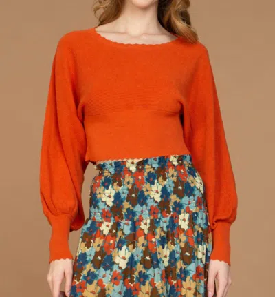 Olivia James The Label Cleo Rib Sweater In Papaya In Brown