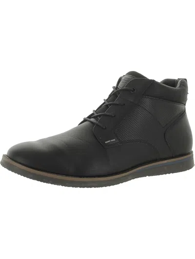 Nunn Bush Mens Faux Leather Comfort Insole Ankle Boots In Black