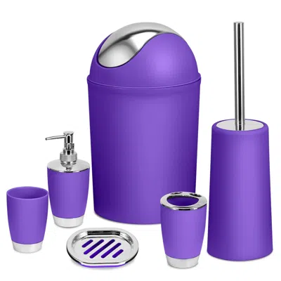 Fresh Fab Finds Bathroom Accessories Set 6 Pcs Bathroom Set Ensemble In Purple