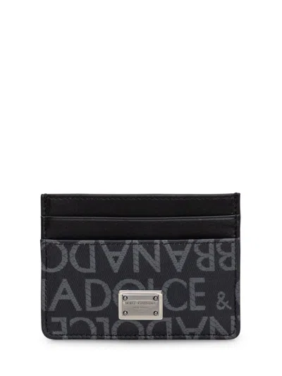 Dolce & Gabbana Card Holder With Logo In Grey