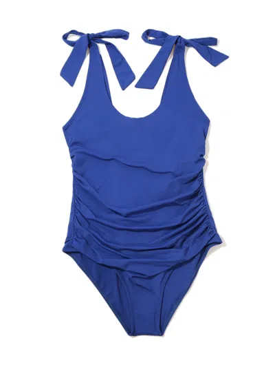 Hanky Panky Ruched Bow One Piece Swimsuit In Blue