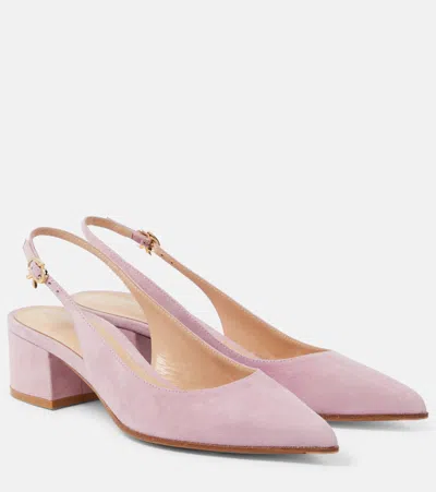 Gianvito Rossi Piper 45 Suede Slingback Pumps In Rosa