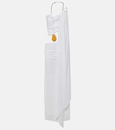 Christopher Esber Embellished Draped Jersey Gown In White