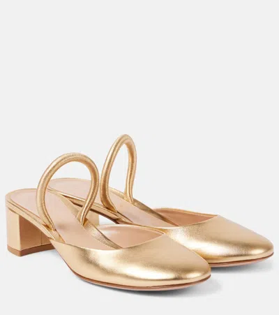 Gianvito Rossi Tivoli 45 Metallic Leather Mules In Mekong