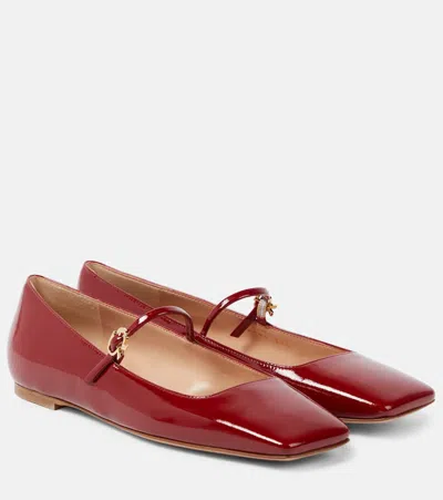 Gianvito Rossi Christina Patent Leather Mary Jane Flats In Pink