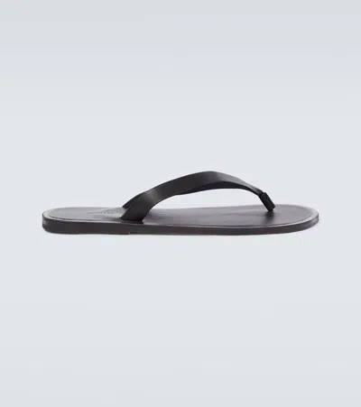 Auralee Leather Thong Sandals In Black