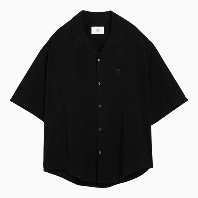 Ami Alexandre Mattiussi Ami Paris Black Cotton Ami De Coeur Shirt Men