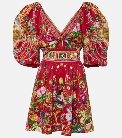 Camilla X Disney Linen And Silk Minidress In Just One Bite, Snow