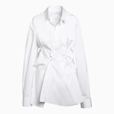 Maison Margiela White Cotton Oversize Shirt With Drape Women
