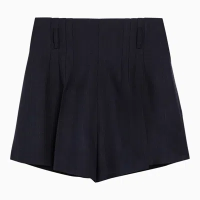 Prada Navy Blue Wool Shorts Women