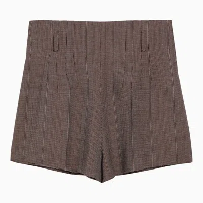 Prada Tobacco-coloured Wool Shorts Women In Brown