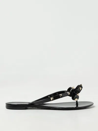 Valentino Garavani Rockstud Pvc Flat Thong Sandals In Black