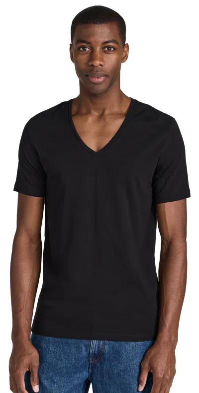 Falke Men's Cotton-stretch V-neck T-shirt In Black