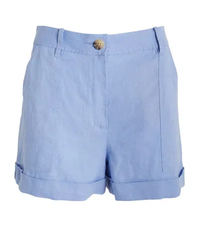 Max & Co Linen Tailored Shorts In Purple