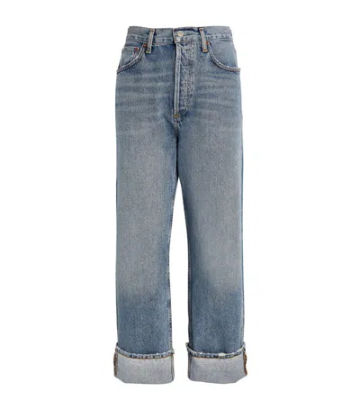 Agolde Fran Low Slung Straight Jeans In Blue