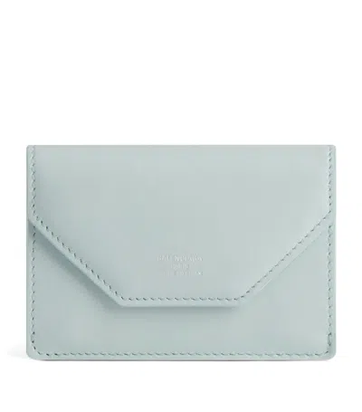 Balenciaga Mini Leather Envelope Wallet In Green