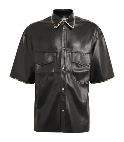 Nanushka Faux Leather Shirt In Black