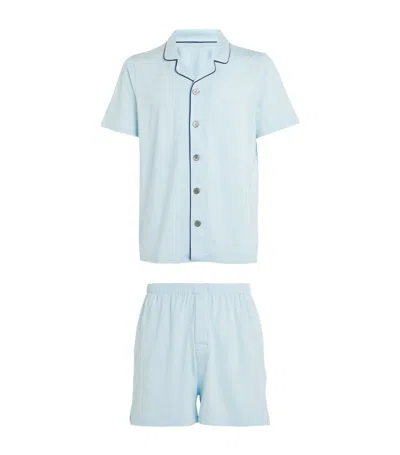 Derek Rose Micro Modal Short Pyjama Set In Blue