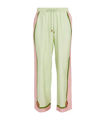 Camilla Silk Elasticated-waist Trousers In Green