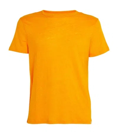 Derek Rose Linen Jordan T-shirt In Orange