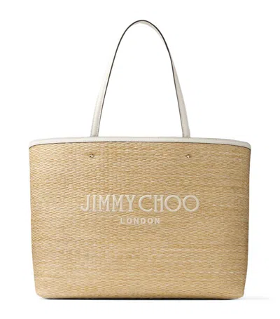 Jimmy Choo Raffia Marli Tote Bag In Natural/light Gold
