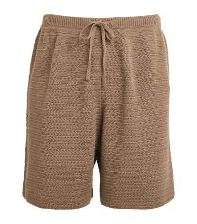 Nanushka Crocheted Caden Shorts In Brown