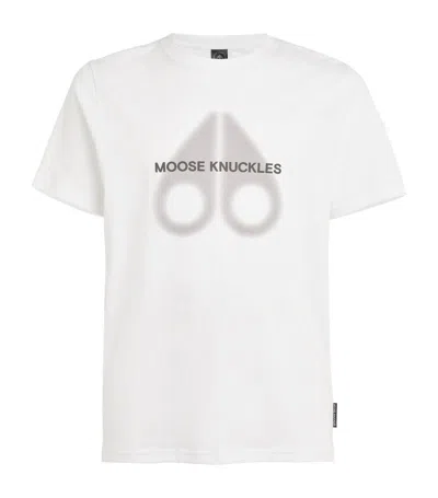 Moose Knuckles Cotton Airbrushed-logo T-shirt In White