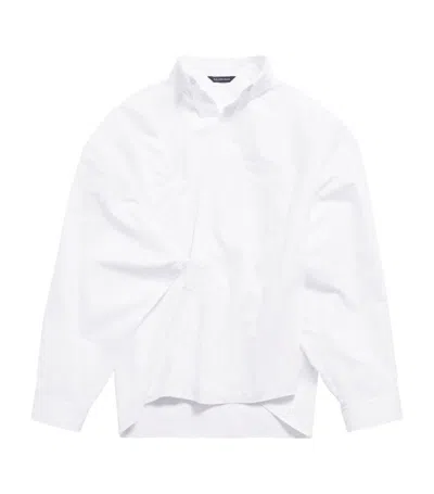 Balenciaga Oversize Wrap Cotton Shirt In White