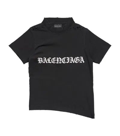 Balenciaga Cropped Logo T-shirt In Grey