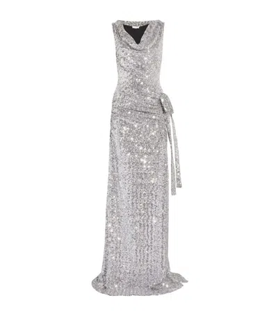 Rabanne Sequin-embellished Gown In Silver