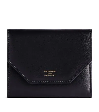 Balenciaga Leather Envelope Bifold Wallet In Black