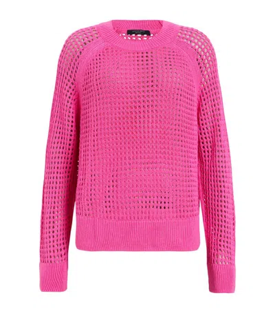 Allsaints Paloma Crew Neck Mesh Sweater In Hot Pink