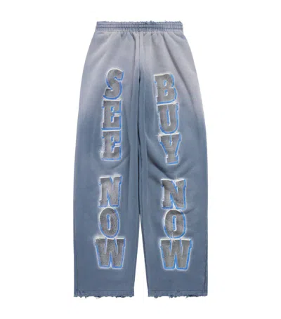 Balenciaga Distressed Relaxed Sweatpants In Blue