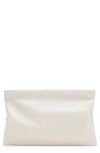 Allsaints Bettina Branded-hardware Leather Clutch In Desert White
