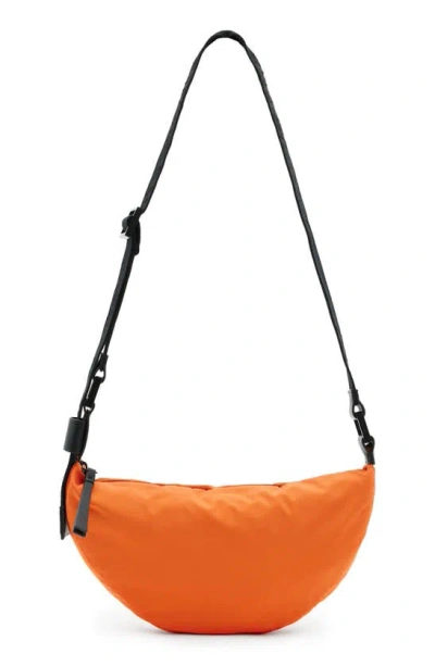 Allsaints Half Moon Recycled Crossbody Bag In Pyrrole Orange