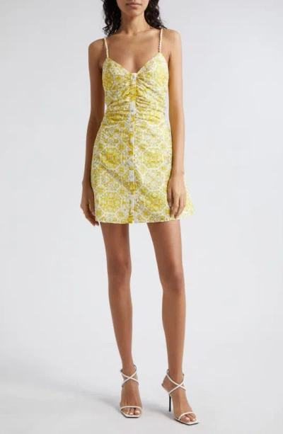 Ramy Brook Positano Addie Button-front Mini Dress In Bright Lemon Positano