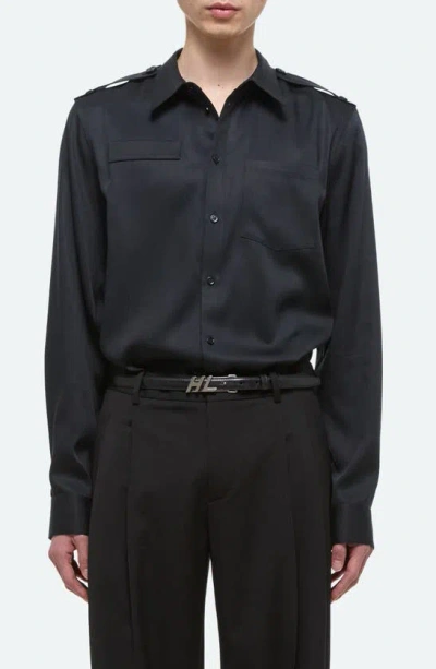 Helmut Lang Long Sleeve Epaulette Shirt In Black