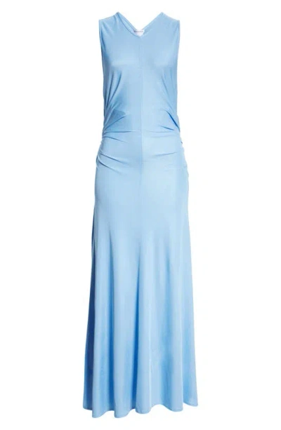 Bottega Veneta Womens Admiral V-neck Ruched-waist Jersey Maxi Dress In Blu